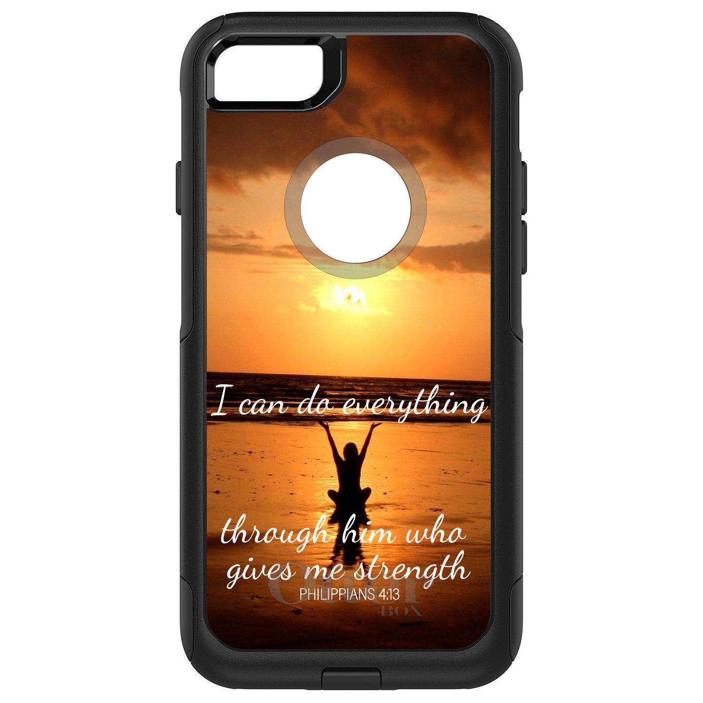 DistinctInk™ OtterBox Commuter Series Case for Apple iPhone or Samsung Galaxy - Philippians 4:13 - I can do everything through Him who gives me strength