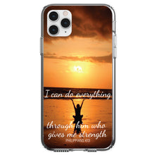 DistinctInk® Clear Shockproof Hybrid Case for Apple iPhone / Samsung Galaxy / Google Pixel - Philippians 4:13 - I can do everything through Him who gives me strength