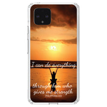 DistinctInk® Clear Shockproof Hybrid Case for Apple iPhone / Samsung Galaxy / Google Pixel - Philippians 4:13 - I can do everything through Him who gives me strength