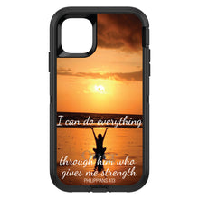DistinctInk™ OtterBox Defender Series Case for Apple iPhone / Samsung Galaxy / Google Pixel - Philippians 4:13 - I can do everything through Him who gives me strength