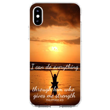 DistinctInk® Clear Shockproof Hybrid Case for Apple iPhone / Samsung Galaxy / Google Pixel - Philippians 4:13 - I can do everything through Him who gives me strength