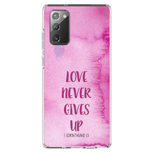 DistinctInk® Clear Shockproof Hybrid Case for Apple iPhone / Samsung Galaxy / Google Pixel - 1 Corinthians 13 - Love Never Gives Up