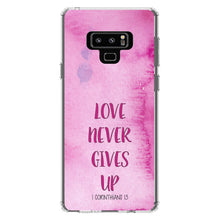 DistinctInk® Clear Shockproof Hybrid Case for Apple iPhone / Samsung Galaxy / Google Pixel - 1 Corinthians 13 - Love Never Gives Up