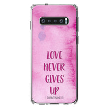 DistinctInk® Clear Shockproof Hybrid Case for Apple iPhone / Samsung Galaxy / Google Pixel - 1 Corinthians 13 - Love Never Gives Up