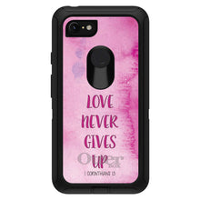 DistinctInk™ OtterBox Defender Series Case for Apple iPhone / Samsung Galaxy / Google Pixel - 1 Corinthians 13 - Love Never Gives Up