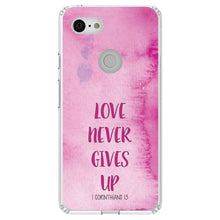 DistinctInk® Clear Shockproof Hybrid Case for Apple iPhone / Samsung Galaxy / Google Pixel - 1 Corinthians 13 - Love Never Gives Up