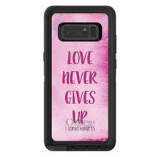 DistinctInk™ OtterBox Defender Series Case for Apple iPhone / Samsung Galaxy / Google Pixel - 1 Corinthians 13 - Love Never Gives Up