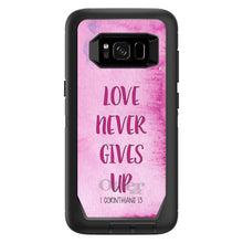 DistinctInk™ OtterBox Defender Series Case for Apple iPhone / Samsung Galaxy / Google Pixel - 1 Corinthians 13 - Love Never Gives Up