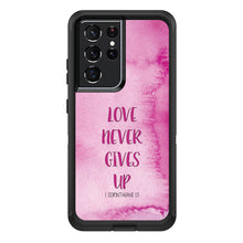 DistinctInk™ OtterBox Defender Series Case for Apple iPhone / Samsung Galaxy / Google Pixel - 1 Corinthians 13 - Love Never Gives Up