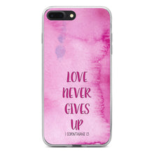 DistinctInk® Clear Shockproof Hybrid Case for Apple iPhone / Samsung Galaxy / Google Pixel - 1 Corinthians 13 - Love Never Gives Up