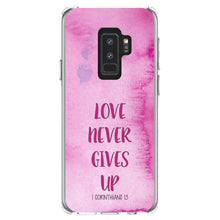 DistinctInk® Clear Shockproof Hybrid Case for Apple iPhone / Samsung Galaxy / Google Pixel - 1 Corinthians 13 - Love Never Gives Up