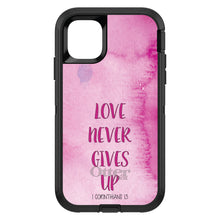 DistinctInk™ OtterBox Defender Series Case for Apple iPhone / Samsung Galaxy / Google Pixel - 1 Corinthians 13 - Love Never Gives Up