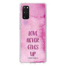 DistinctInk® Clear Shockproof Hybrid Case for Apple iPhone / Samsung Galaxy / Google Pixel - 1 Corinthians 13 - Love Never Gives Up