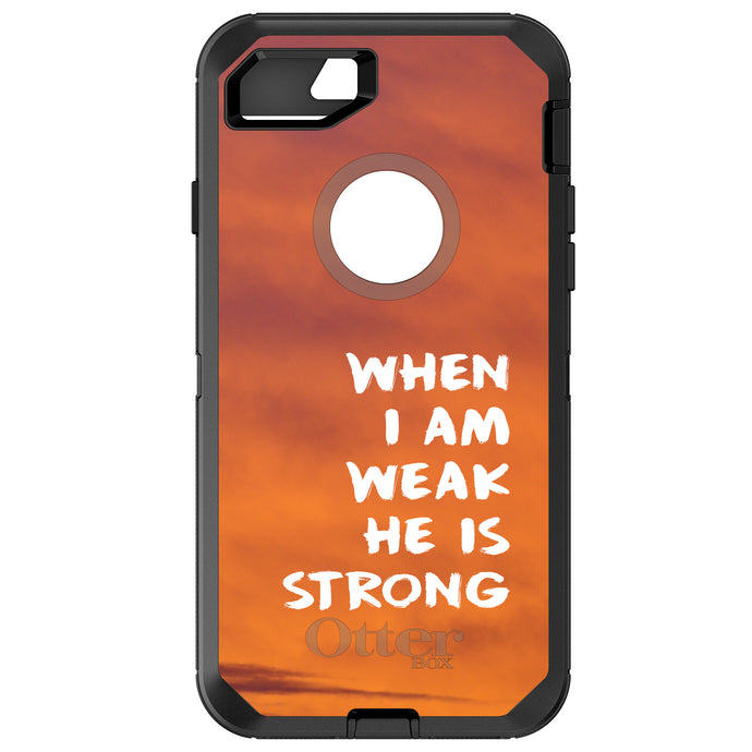 DistinctInk™ OtterBox Defender Series Case for Apple iPhone / Samsung Galaxy / Google Pixel - When I Am Weak, He Is Strong