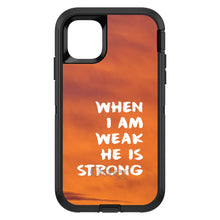 DistinctInk™ OtterBox Defender Series Case for Apple iPhone / Samsung Galaxy / Google Pixel - When I Am Weak, He Is Strong