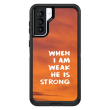 DistinctInk™ OtterBox Defender Series Case for Apple iPhone / Samsung Galaxy / Google Pixel - When I Am Weak, He Is Strong
