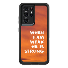DistinctInk™ OtterBox Defender Series Case for Apple iPhone / Samsung Galaxy / Google Pixel - When I Am Weak, He Is Strong