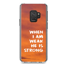 DistinctInk® Clear Shockproof Hybrid Case for Apple iPhone / Samsung Galaxy / Google Pixel - When I Am Weak, He Is Strong