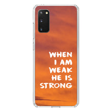 DistinctInk® Clear Shockproof Hybrid Case for Apple iPhone / Samsung Galaxy / Google Pixel - When I Am Weak, He Is Strong