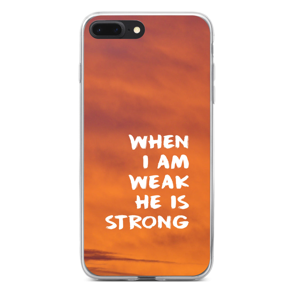 When I Am Weak, He Is Strong Clear Shockproof iPhone Case, view 6