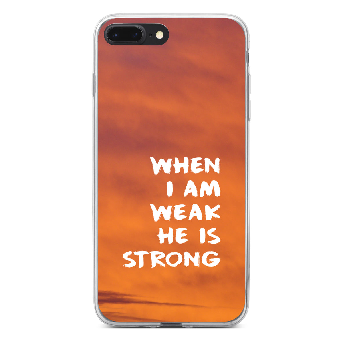 When I Am Weak, He Is Strong Clear Shockproof iPhone Case, view 6