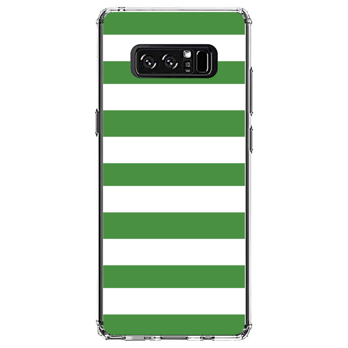 Green & White Bold Horizontal Stripes Clear Shockproof iPhone Case, view 12