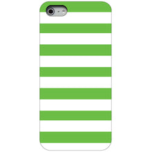 DistinctInk® Hard Plastic Snap-On Case for Apple iPhone or Samsung Galaxy - Green & White Bold Stripes