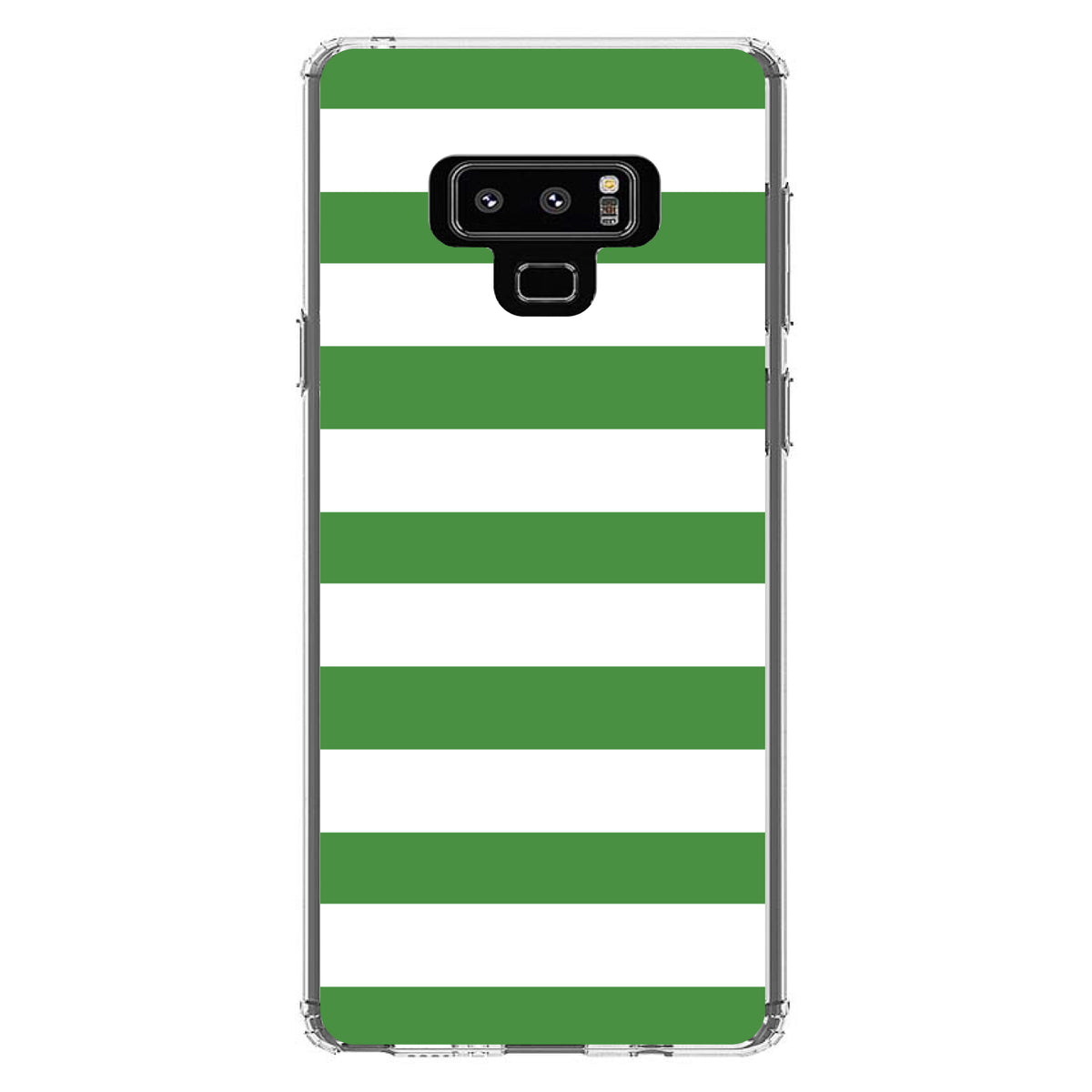Green & White Bold Horizontal Stripes Clear Shockproof iPhone Case, view 11