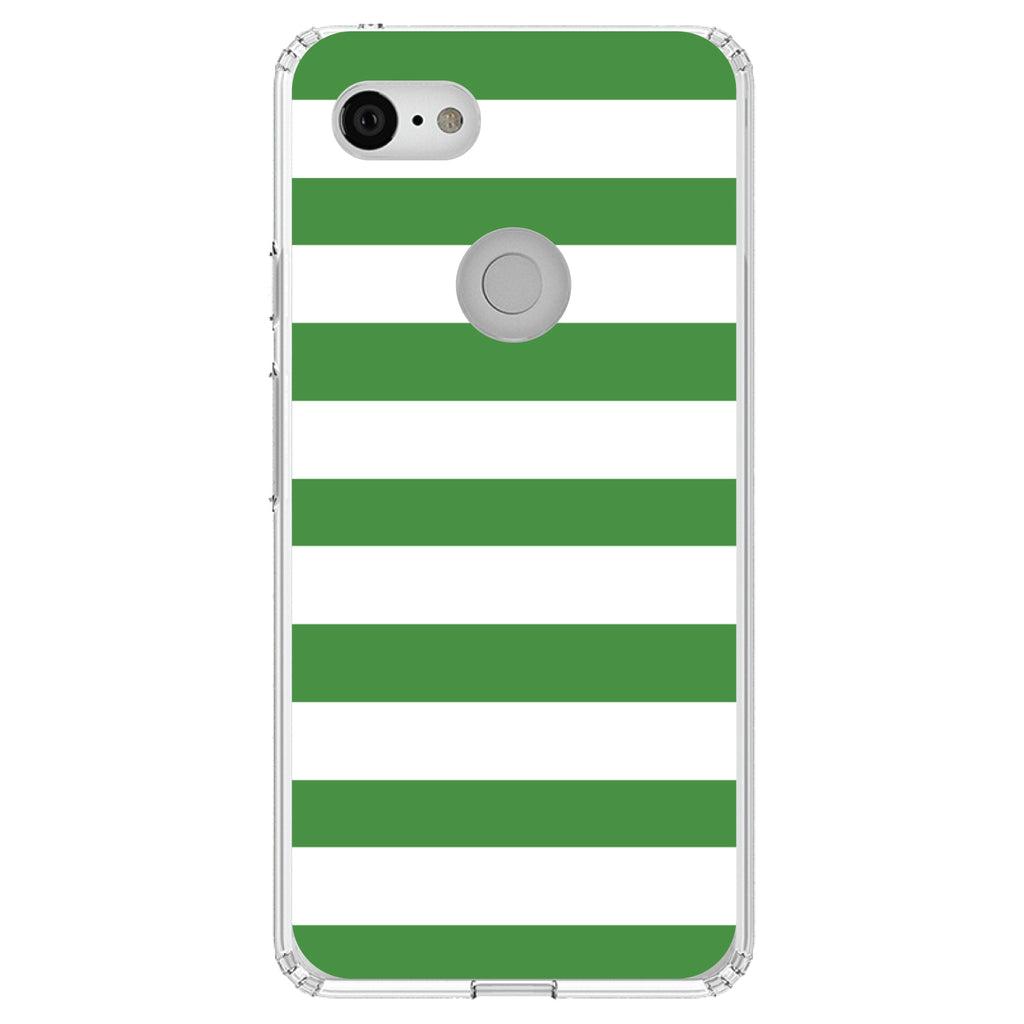 Green & White Bold Horizontal Stripes Clear Shockproof iPhone Case, view 22