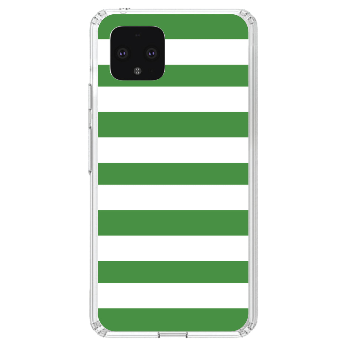 Green & White Bold Horizontal Stripes Clear Shockproof iPhone Case, view 24