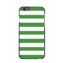 DistinctInk® Hard Plastic Snap-On Case for Apple iPhone or Samsung Galaxy - Green & White Bold Stripes