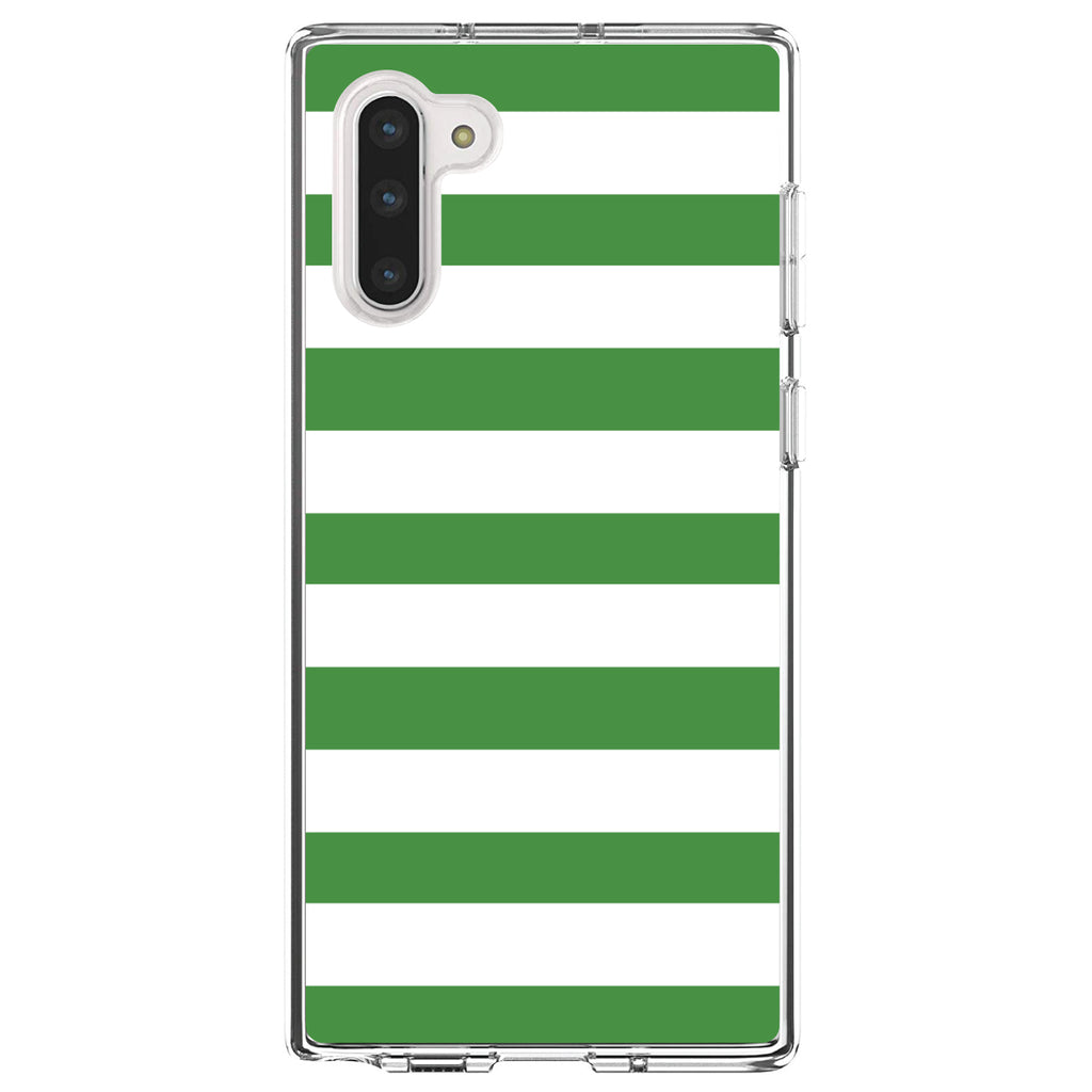 Green & White Bold Horizontal Stripes Clear Shockproof iPhone Case, view 9