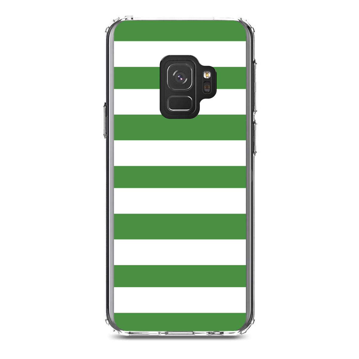 Green & White Bold Horizontal Stripes Clear Shockproof iPhone Case, view 19