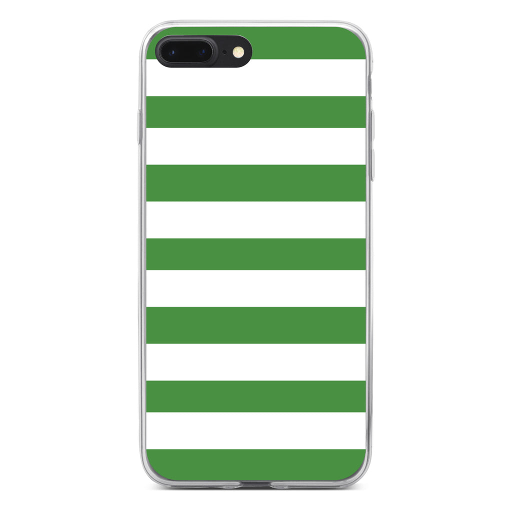 Green & White Bold Horizontal Stripes Clear Shockproof iPhone Case, view 6