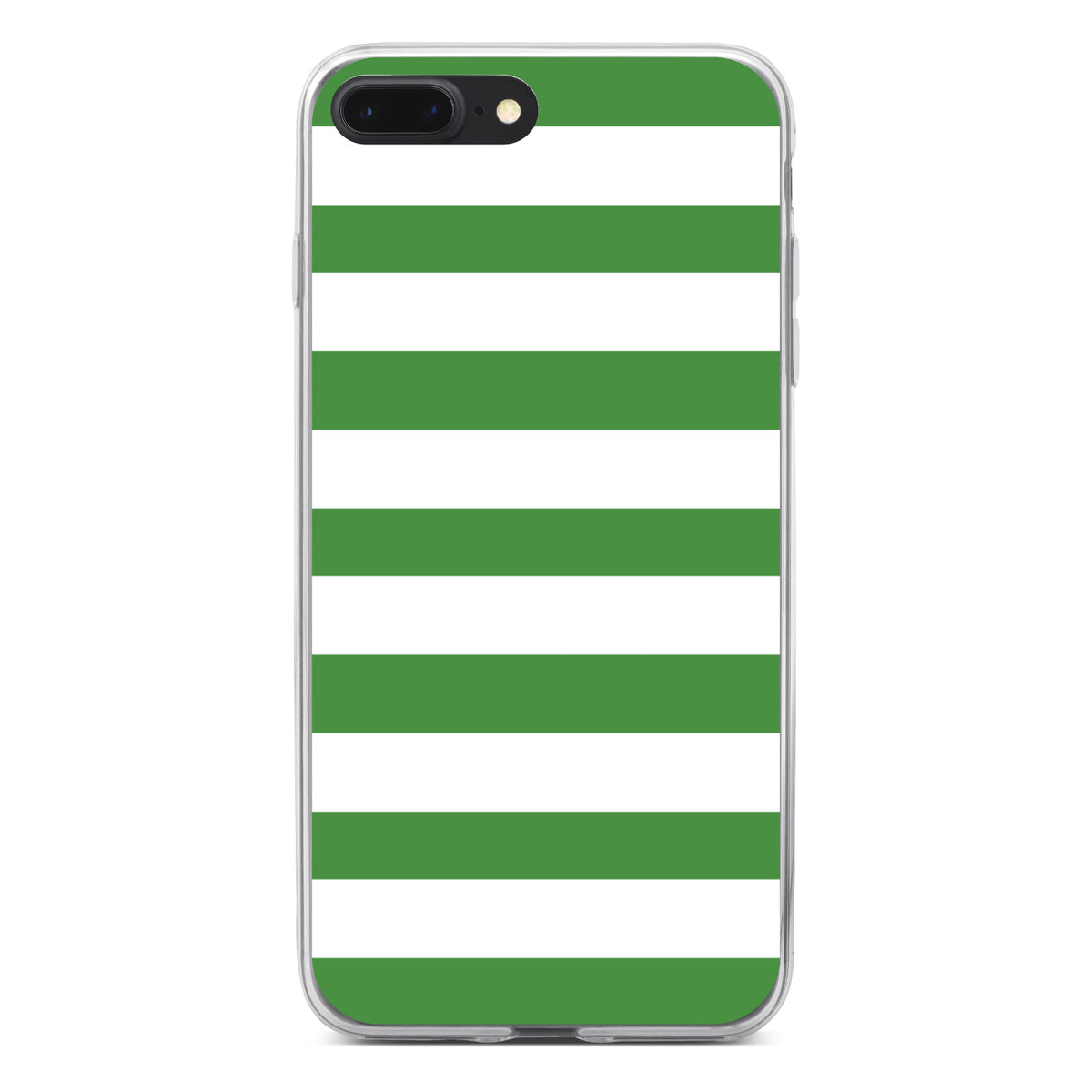 Green & White Bold Horizontal Stripes Clear Shockproof iPhone Case, view 6