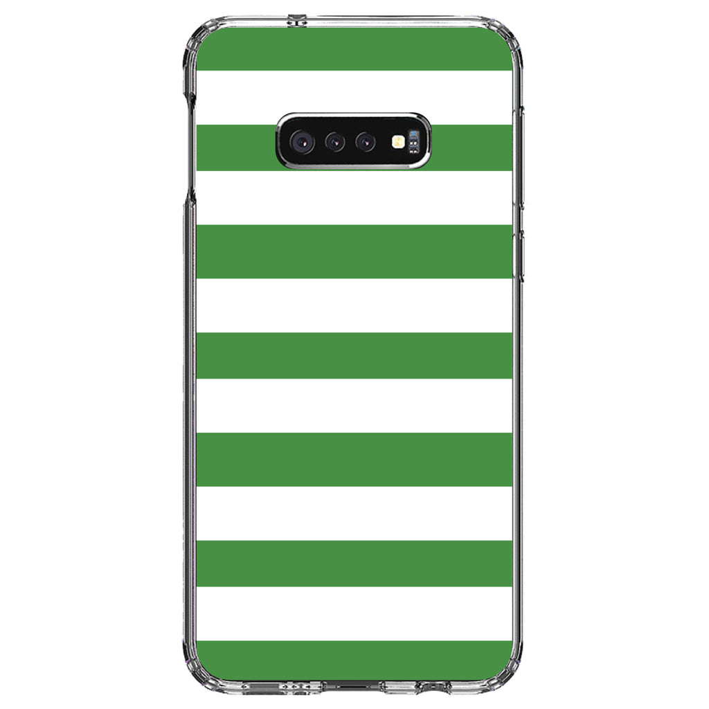 Green & White Bold Horizontal Stripes Clear Shockproof iPhone Case, view 18