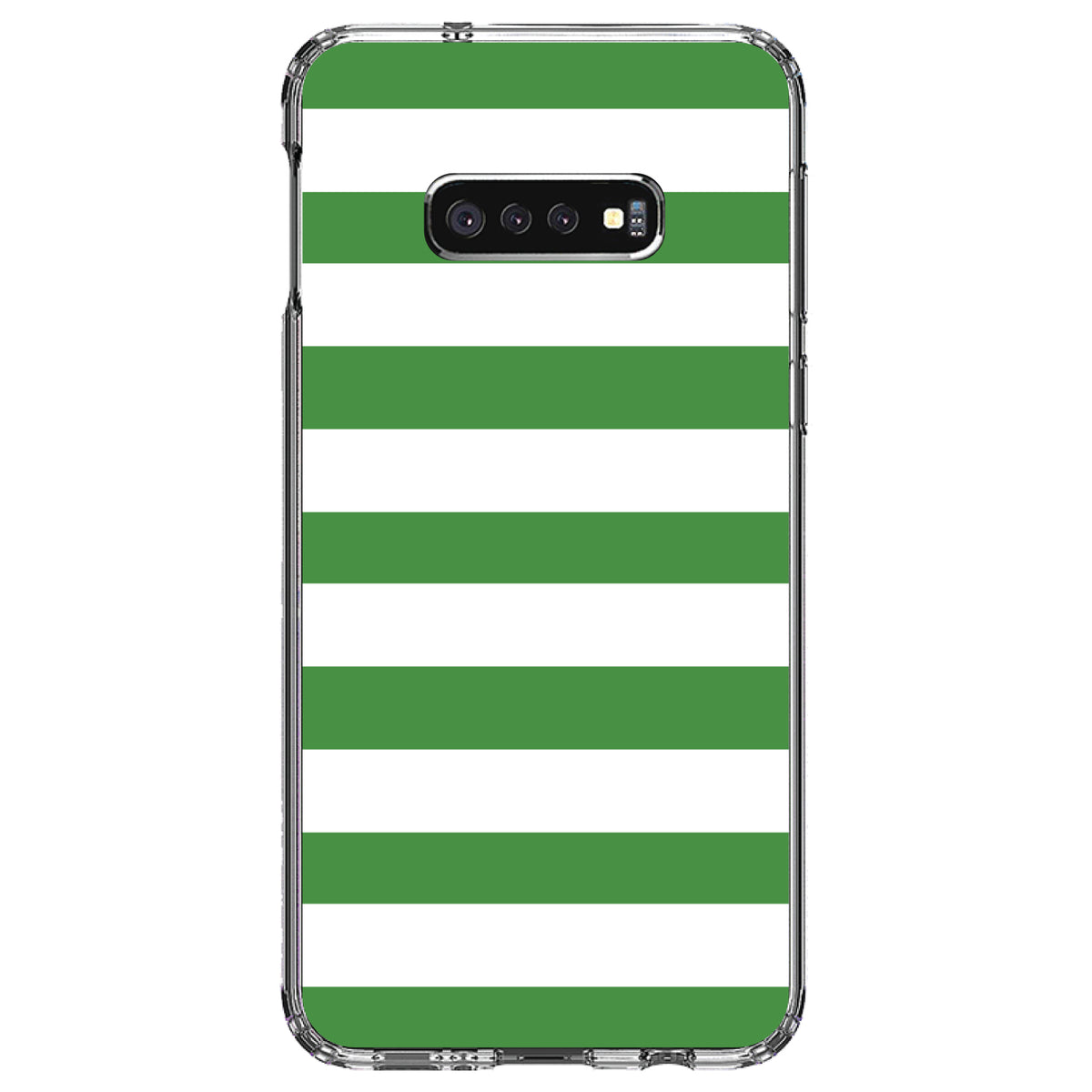 Green & White Bold Horizontal Stripes Clear Shockproof iPhone Case, view 18