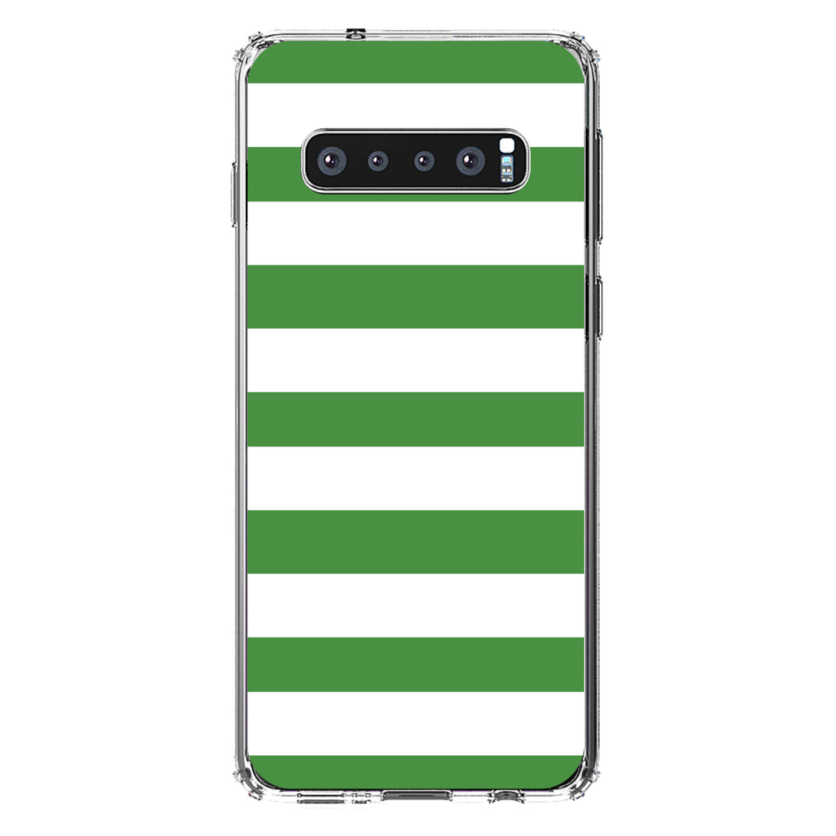 Green & White Bold Horizontal Stripes Clear Shockproof iPhone Case, view 17