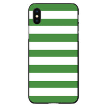 DistinctInk® Hard Plastic Snap-On Case for Apple iPhone or Samsung Galaxy - Green & White Bold Stripes