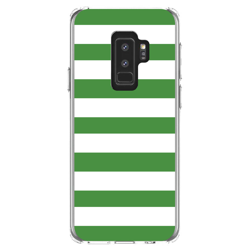 Green & White Bold Horizontal Stripes Clear Shockproof iPhone Case, view 20