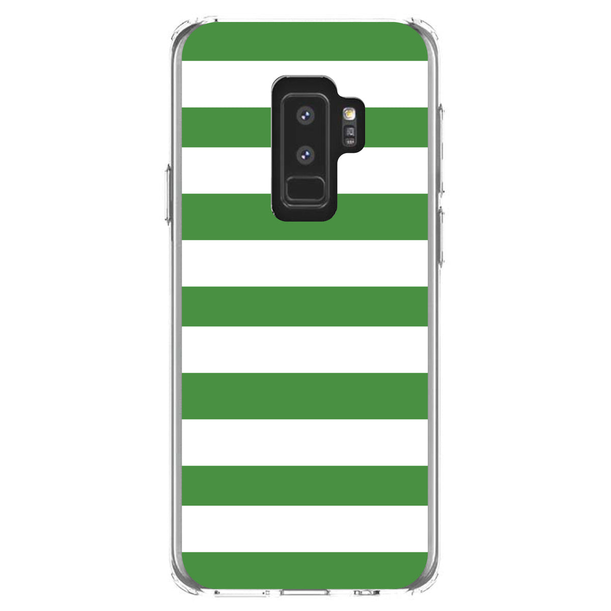 Green & White Bold Horizontal Stripes Clear Shockproof iPhone Case, view 20