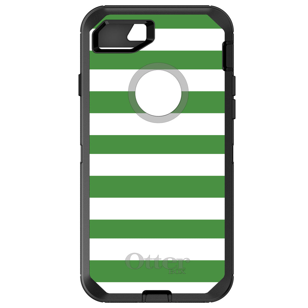 Green & White Bold Stripes OtterBox Defender Case for iPhone & Galaxy