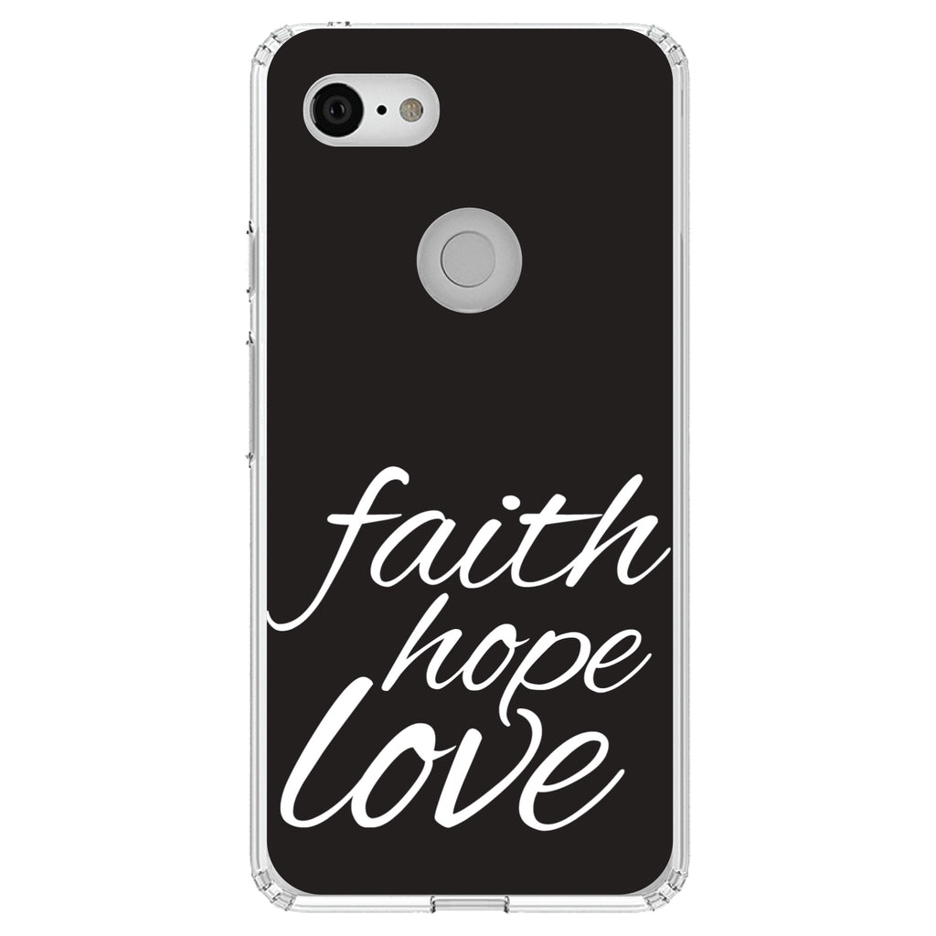 Faith / Hope / Love, Black & White Clear Shockproof iPhone Case, view 21