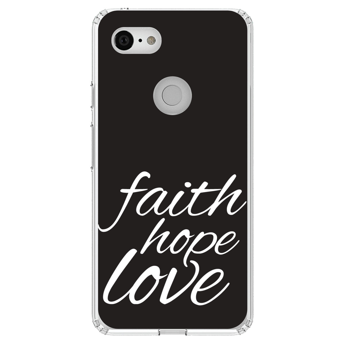 Faith / Hope / Love, Black & White Clear Shockproof iPhone Case, view 21