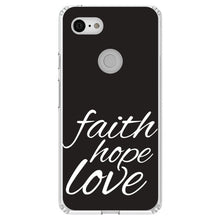 DistinctInk® Clear Shockproof Hybrid Case for Apple iPhone / Samsung Galaxy / Google Pixel - Faith / Hope / Love - Black & White