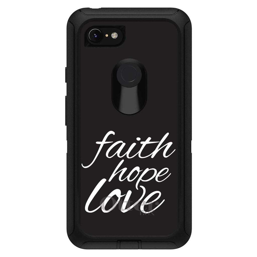 Faith / Hope / Love, Black & White OtterBox Defender Case for iPhone & Galaxy, view 18
