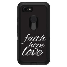 DistinctInk™ OtterBox Defender Series Case for Apple iPhone / Samsung Galaxy / Google Pixel - Faith / Hope / Love - Black & White