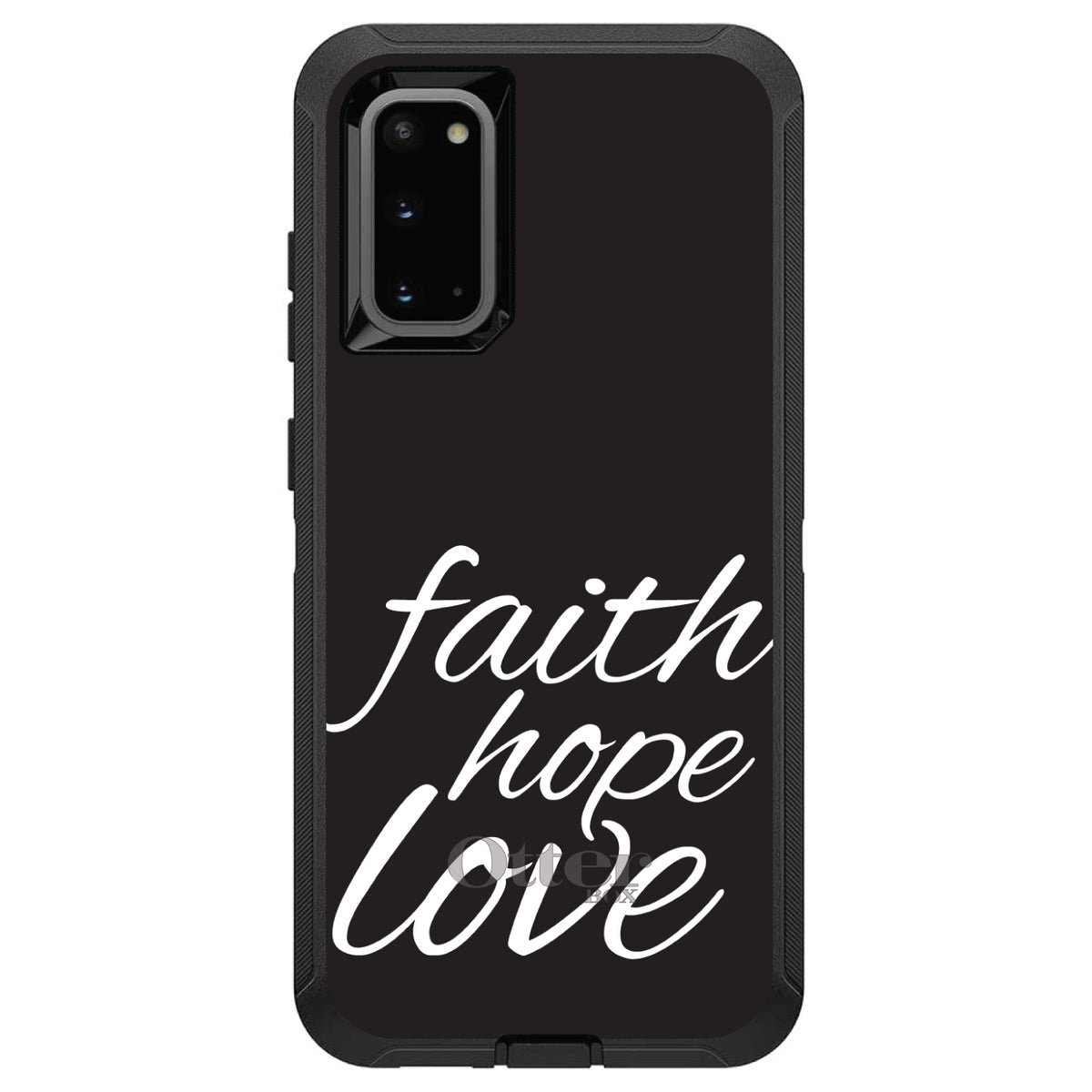 Faith / Hope / Love, Black & White OtterBox Defender Case for iPhone & Galaxy, view 8