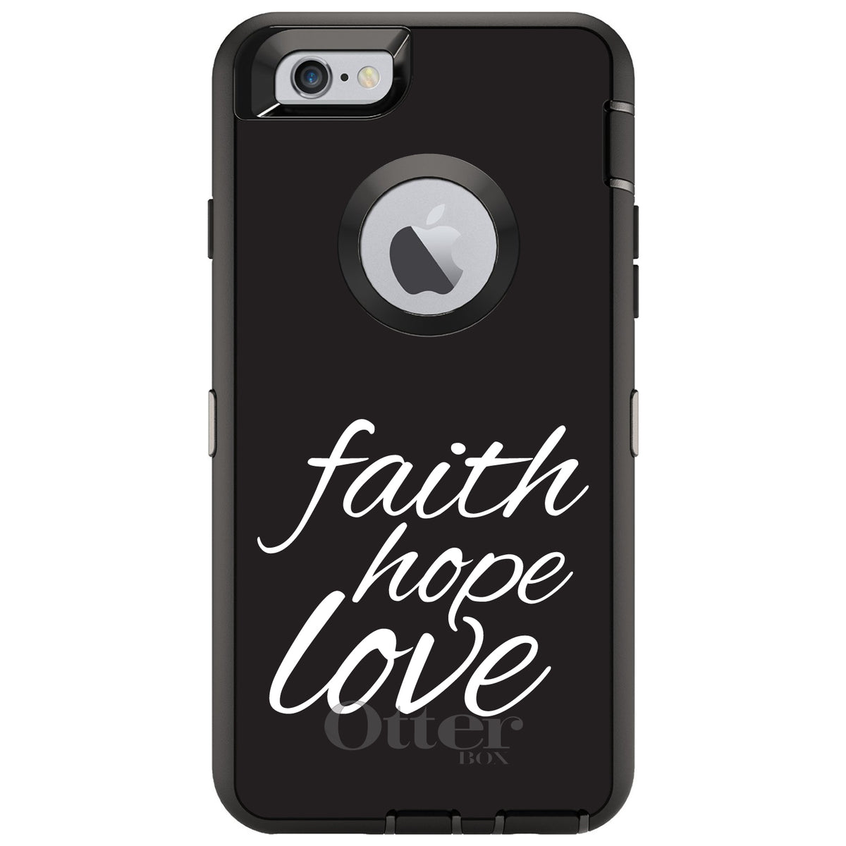 Faith / Hope / Love, Black & White OtterBox Defender Case for iPhone & Galaxy, view 4