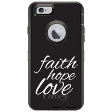DistinctInk™ OtterBox Defender Series Case for Apple iPhone / Samsung Galaxy / Google Pixel - Faith / Hope / Love - Black & White